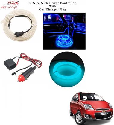 AuTO ADDiCT EL Wire LED Strip Lights for Cars Interior,Neon Ice Blue,5mtrs,Decorative Light,Cold Light,Dashboard Light,Ambience Lamp For Chevrolet Spark Car Fancy Lights