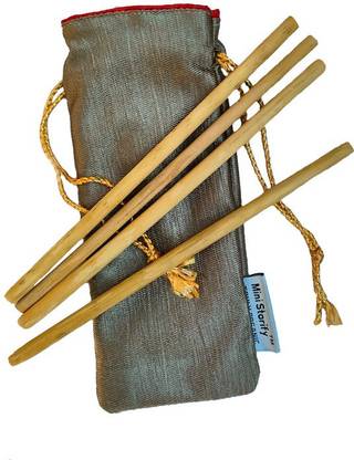 Mini Storify Truly Organic Bamboo Straws for Drinking juices and Smoothies and Also Suitable for hot Drinks Coffe and Tea (8 inch) 4 pcs