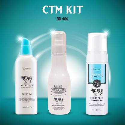 SCENTIO Whitening Milk Plus Cleansing Toning Moisturizing CTM Kit, 30-40 yrs
