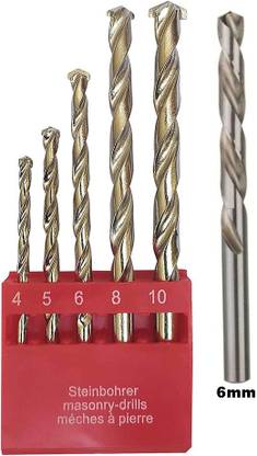 DUMDAAR Heavy duty 5pc Multi Size Masonry drill bit and 1pc 6mm HSS drill bit (Pack of 2)