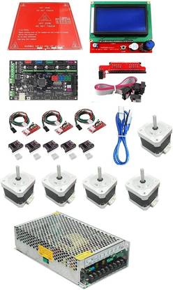 INVENTO 3D Printer Kit Electronics PCB Heatbed + 12864 Smart LCD + MKS GEN 1.4 Controller Board + DRV8825 Driver + Nema 17 Stepper Motor + 12V 20A DC Power Supply + Endstop Prusa i3 DIY Automotive Electronic Hobby Kit