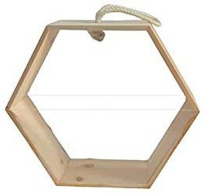 MY GIFTING FANTASY Hexagon Pinewood Acrylic Basket With Rope Handle Wooden Flower Basket