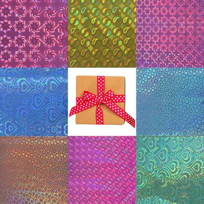 bandhan 25 Set of 3D Holographic Printed Gift wrapping paper Sheet in different designs (Size: 65x49 CM) 85GSM Multipurpose Paper (25, Multicolour) Plastic Gift Wrapper