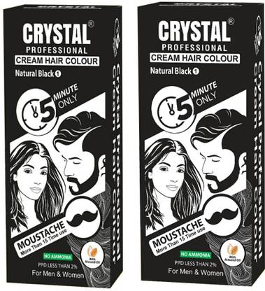 CRYSTAL Hair Color (Pack Of 2 ) , Hair Color Natural Black 5 Minute