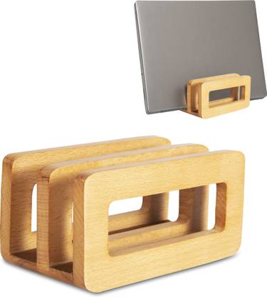 YOGADESK YogaDESK Dual Vertical Laptop Stand |Double Dock Desk Organiser | Himalayan Wood | Handcrafted in India Wooden Desk Stand Laptop Stand Compatible with Universal Laptops
