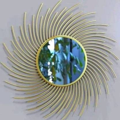 Rjkart Metal Sun Design Wall Decorative Mirror