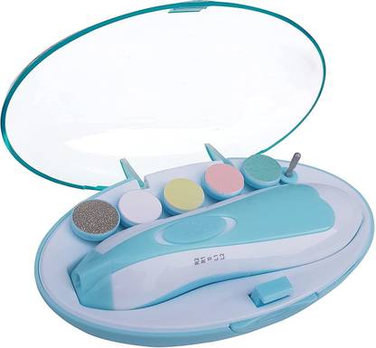 Grovent Baby Nail File Electric,Baby Nail Trimmer with 6 Grinding Heads Safe for Newborn Baby(blue)