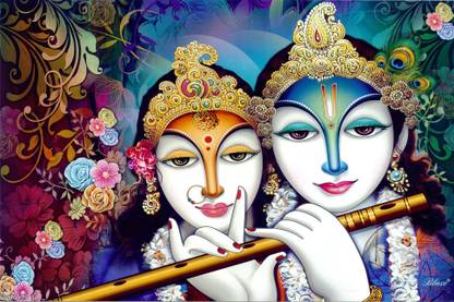 imbue Radha Krishna self adhesive vinyl painting without frame Digital Reprint 36 inch x 24 inch Painting