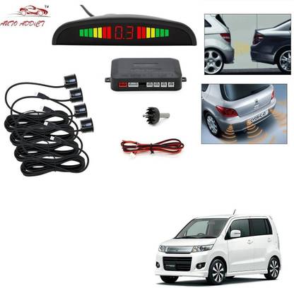 AuTO ADDiCT parking-sensors-black-162 Car Reverse Parking Sensor with LED Display 4 Sensor Reverse Parking Auto Radar Detectors (Black) For Maruti Suzuki Wagonr Stingray Parking Sensor