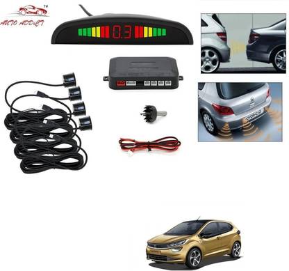 AuTO ADDiCT parking-sensors-black-218 Car Reverse Parking Sensor with LED Display 4 Sensor Reverse Parking Auto Radar Detectors (Black) For Tata Altroz Parking Sensor