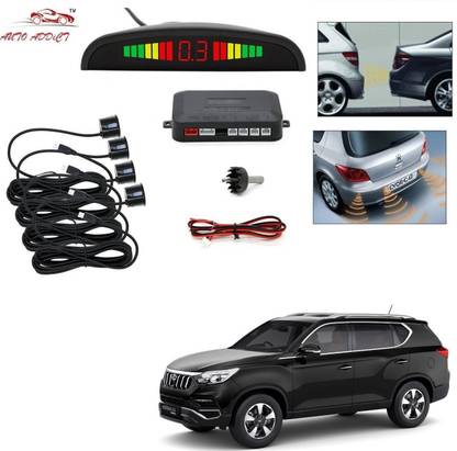 AuTO ADDiCT parking-sensors-black-126 Car Reverse Parking Sensor with LED Display 4 Sensor Reverse Parking Auto Radar Detectors (Black) For Mahindra XUV 700 Alturas G4 Parking Sensor