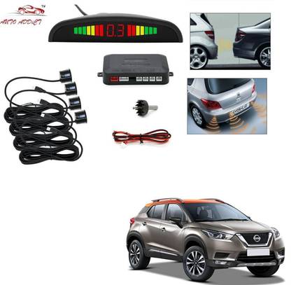 AuTO ADDiCT parking-sensors-black-292 Car Reverse Parking Sensor with LED Display 4 Sensor Reverse Parking Auto Radar Detectors (Black) For Nissan MAGNITE Parking Sensor