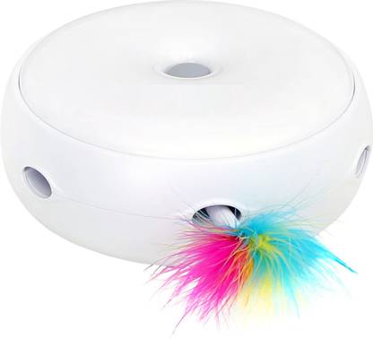 PETS EMPIRE Interactive Cat Toys with Electronic Rotating Feather Automatic Ambush Cat Toy 3 Speed Modes Play Randomly Stimulates Cat's Senses & Instincts Fiber Training Aid For Dog & Cat