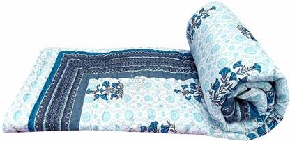 Rkuma Fashion Jaipuri Razai Green Plam Tree Designer Handmade Single Bed Quilt Cotton Reversible Comforter Printed Blanket Size (60X90 Inche) Cotton Blend Batting