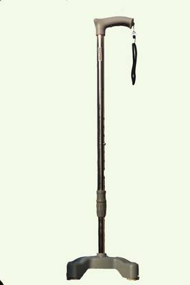 roston SURGICAL 4 Leg Quadripod chrome Grey Height Adjustable Men/Women/Old Age People With Hand Support And Dori Walking Stick