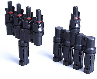 Hygridsolar MC4 Solar Panel T Branch 4 to 1 4M/F + 4F/M Cable Connector Solar Wire Connector T-Type T4 Coupler Combiner(1 Pair) MC4 Wire Connector
