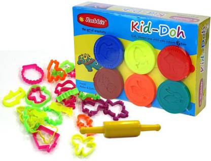 Rabbit Kid Doh Joy Pack 6 Colorful + 24 Mould with Belan |Play Dough sets for Kids|Safe Soft & Non toxic|Modeling dough with Toys |Play Clay Dough|Includes moulds & Belan| doh for kids| Age 3+