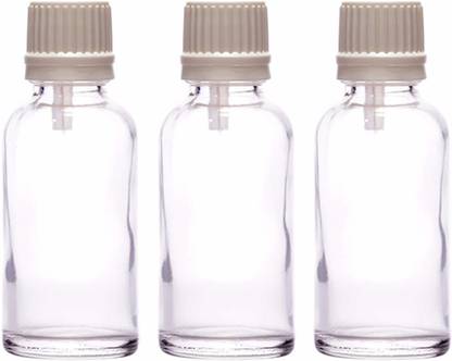 JARBAZAAR 30ml Clear Transparent Round Empty Glass Bottle + Dropper 3 Bottles 30 ml Bottle