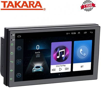 Takara 7" Inch 16GB ROM, 1GB RAM Android Car Entertainment Player with Wi-fi, Bluetooth, Hi-Fi Audio, Heavy Bass and Treble Sound Output, 1.3 Ghz Processor, GPS, Wireless Screen Mirroring,Compatible with iOS and Android, Equalizer, Model No. TA-7007 (DOUBLE DIN) Car Stereo