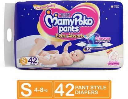 MamyPoko S 42 (4-8 Kg) 12 Hrs extra Absorb Pants Diapers - S