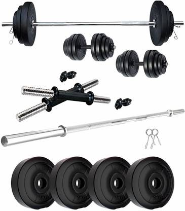 VIDA Fitness Combo of 8kg (2KG X 4) with 2 Rods 14 Inches and 3Ft Straight Rod Adjustable Dumbbell