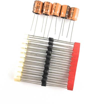 SAMAES Combo pack of 5 pics 25 Volt 470 uF Capacitor and 20 pics 1N4007 Rectifier Diode for use in Bridge Rectifier Electronic Components Electronic Hobby Kit