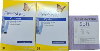 FreeStyle Optium Neo 100 strips with 100 lancet size 32G 100 Glucometer Strips