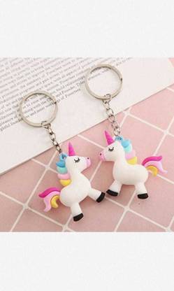 Jdp Novelty 2pcs Set of Unicorn Rubber Keychain .Keyrings for Children. Key Chain