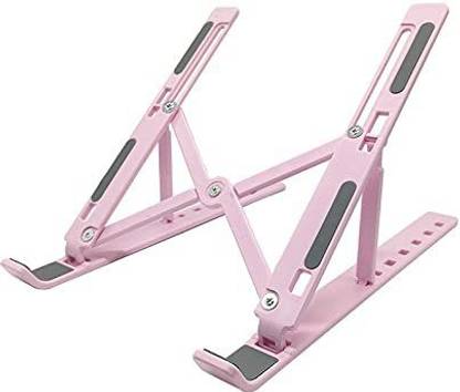 F N R Laptop Stand Ventilated Portable Foldable with MacBook Hp ST-01 Plastic Desk Stand Rotatable Laptop Stand with Adjustable Height Compatible with 40 - 44cm Laptops