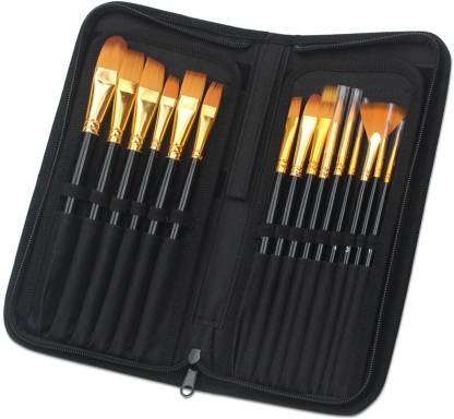 Beauty Hub Decor 12 Pieces Painting Brush Includes Zippered Carrying Case and Knife and Palette and Paint Brushes and Sponge for Acrylic