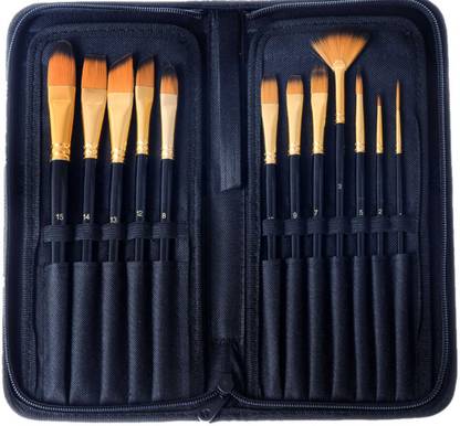 Asha Craft 12 Pcs Artist Paint Brush Set Drawing Set Acrylic Paint Brush Bag with Carry Pouch