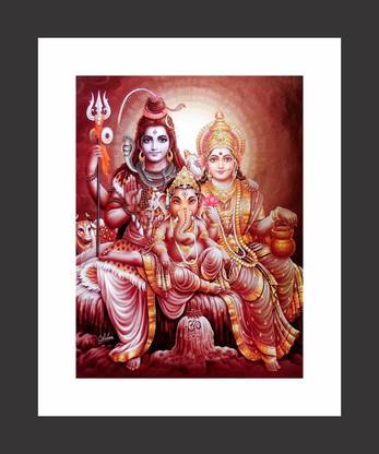MEENAZ Collection MEENAZ Collection SHIV PARIWAR With Small SHIV LING Photo With 10 X 13 Acrylic Photo Frame Acrylic 10 inch x 1.5 inch Painting