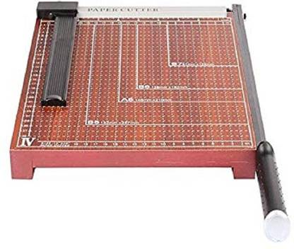 BM RETAIL 828-4 A4 Wood Rotary Guillotine Ruler Paper Cutter Trimmer. Brown Paper Cutter Portable Guillotine Paper Trimmer with Automatic Security Safeguard for Home and Office Paper Trimmer