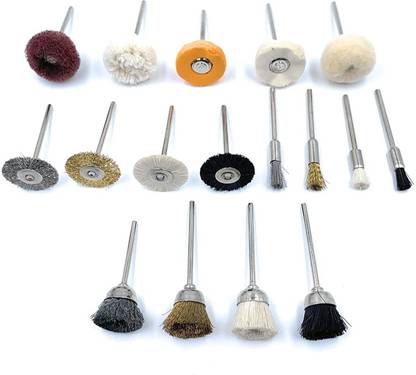 Ceznek ,Buff,Clean,Finishing,Deburring for Dremel Rotary Tool,Micro Motor Nylon,Brass,Steel,Muslin,Cotton,Felt & Scotch 17pcs Mix End Brushes for Polish Rotary Tool