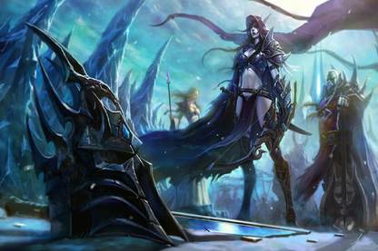 Smoky Design world of warcraft sylvanas windrunner jaina proudmoore lich king Wallpaper Poster