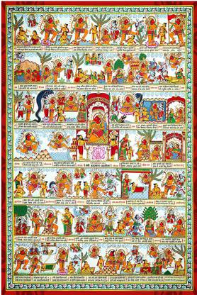 Pictorial Hanuman Chalisa Religious Poster Self Adhesive Vinyl Size 24 x 36 Inch Photographic Paper