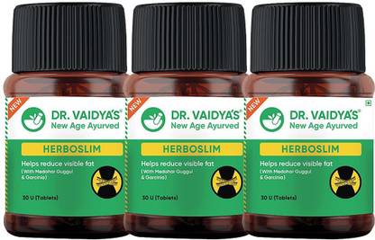 DR. VAIDYA'S Herboslim - Ayurvedic and Natural Treatment For Weight Loss, Burn Fat, Support Healthy Weight Management & Improve Digestive Health For Men And Women- Pack Of 3