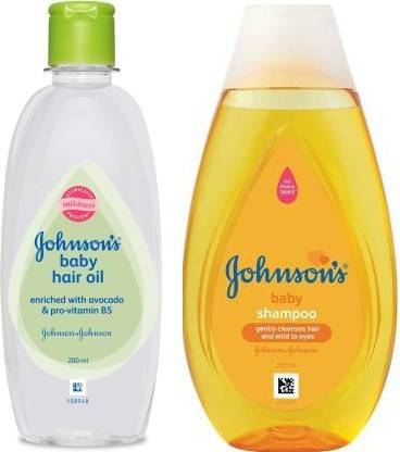 JOHNSON'S baby hair oil 200ml and baby shampoo 200ml combo pack of 2