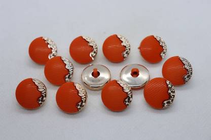 The Design Cart Orange Royal Swirl Designer Fancy Acrylic Button, Size-30L\20mm Acrylic Buttons