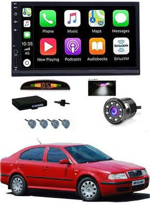 AYW 7 INCH Full Double Din Car Screen Stereo Media Player Audio Video Touch Screen Stereo Full HD with MP3/MP4/MP5/USB/FM Player/WiFi/Bluetooth & Mirror Link with Back Rear Camera & Silver Sensor For Octavia Car Stereo