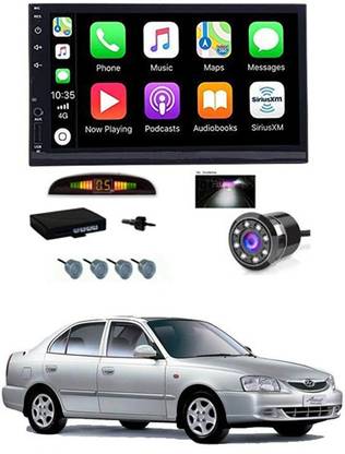 RKPSP 7 INCH Full Double Din Car Screen Stereo Media Player Audio Video Touch Screen Stereo Full HD with MP3/MP4/MP5/USB/FM Player/WiFi/Bluetooth & Mirror Link with Back Rear Camera & Silver Sensor For Accent Car Stereo
