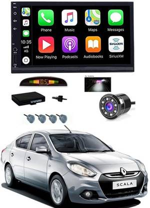MATIES 7 INCH Full Double Din Car Screen Stereo Media Player Audio Video Touch Screen Stereo Full HD with MP3/MP4/MP5/USB/FM Player/WiFi/Bluetooth & Mirror Link with Back Rear Camera & Silver Sensor For Scala Car Stereo