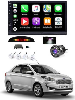 AYW 7 INCH Full Double Din Car Screen Stereo Media Player Audio Video Touch Screen Stereo Full HD with MP3/MP4/MP5/USB/FM Player/WiFi/Bluetooth & Mirror Link with Back Rear Camera & White Sensor For Aspire Car Stereo