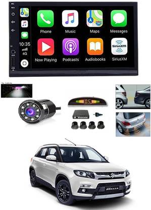 AYW 7 INCH Full Double Din Car Screen Stereo Media Player Audio Video Touch Screen Stereo Full HD with MP3/MP4/MP5/USB/FM Player/WiFi/Bluetooth & Mirror Link with Back Rear Camera & Black Sensor For Breeza Car Stereo