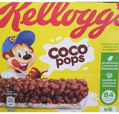 Kellogg's COCO POPS 6 CEREAL BAR IMPORTED MADE IN UK 6 X 20G Box