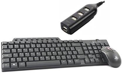 ZEBRONICS ZEB JUDWAA 555 Wired Keyboard & Mouse and ZEB-90HB USB Hub Combo Set