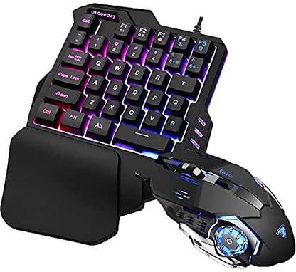 conifer One Handed Gaming Keyboard BLOODBAT + Mouse, 35 Keys Portable Mini Gaming Keypad Ergonomic Game Controller for PC PS4 Gamer Wired USB Gaming Keyboard and Mouse (Combo Series 4.O) Combo Set Designed for Gaming