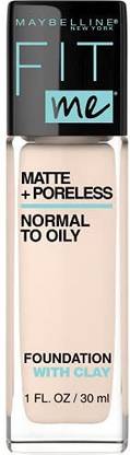 MAYBELLINE NEW YORK Fit Me Matte + Poreless Liquid Foundation Makeup, Fair Ivory, 1 fl; oz; Oil-Free Foundation Concealer