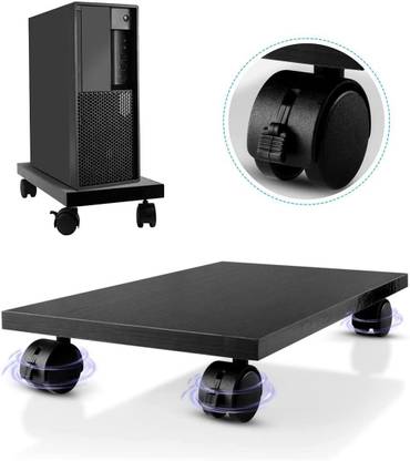 UniAart CPU Stand Computer Tower Stand Holder with Locking Caster Wheels CPU Holder Mobile Computer Desktop Floor Stand Under Home Office Desk (Brown) CPU Holder