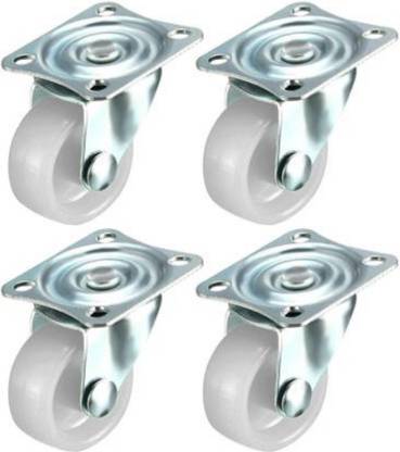 Yumun 4 X Small 1" Single Wheel Sliders Puff Caster for Moving Centre Table Furniture/80 Kg Load Capacity (White, 25 Mm) Swivel Furniture Caster